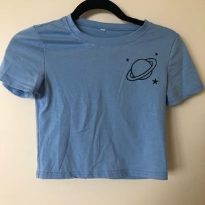 Saturn Space crop top in blue